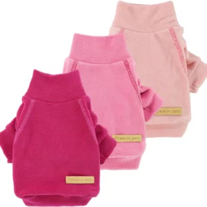 Fitwarm 3 Pack Classic Fleece Dog Sweater, Turtleneck Dog Sweatshirt, Dog Winter Clothes for Small Dogs Girl, Pet Pullover Jumper, Cat Apparel, Pink, Rose, Baby Pink, Medium_11zon
