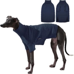 IECOii Warm Turtleneck Dog Sweater for Medium Dogs (L, Blue)