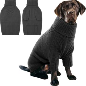 IECOii XXL Thermal Knit Turtleneck Dog Sweater (Grey)